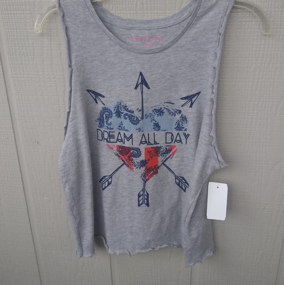 Rebellious One Juniors High-Low Graphic Tank.